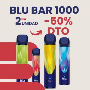 Blu bar 1000 descuento, 50% en descuento, DTO blu bar 1000, Con nicotina