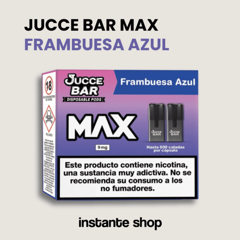 Jucce Bar Max Frambuesa Azul (2), Frambuesa Azul Max Jucce Bar, Capsula Desechable, Con Nicotina