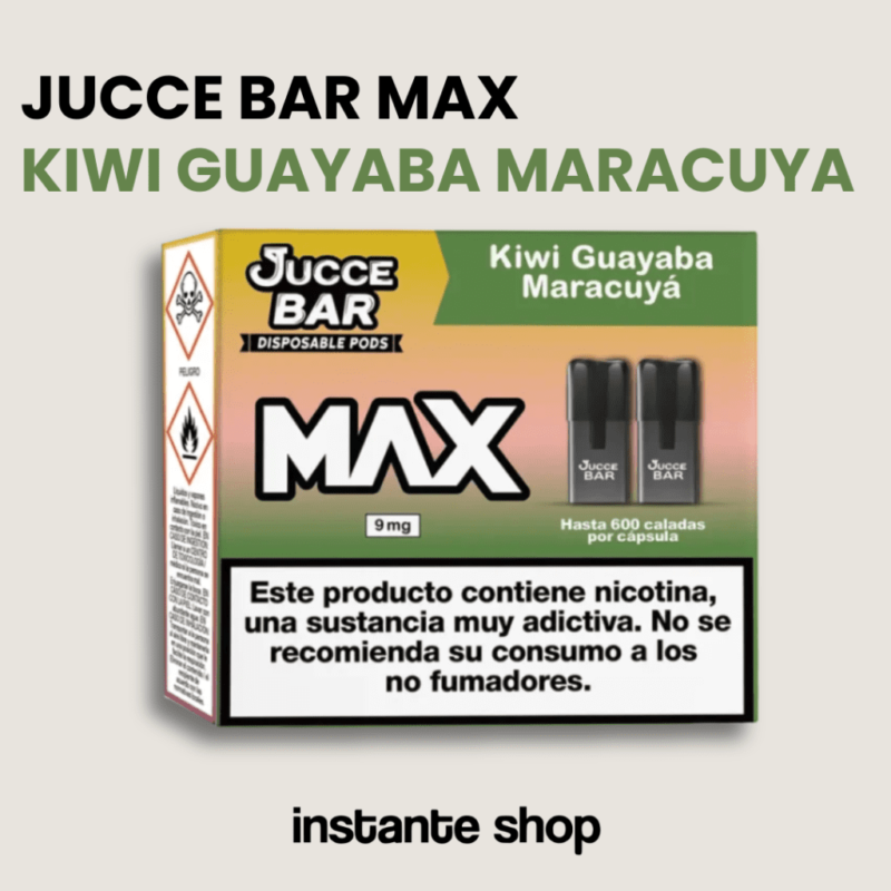 Jucce Bar Max Kiwi Guayaba Maracuya (2), Kiwi Guayaba Maracuya Max Jucce Bar, Capsula Desechable, Con Nicotina