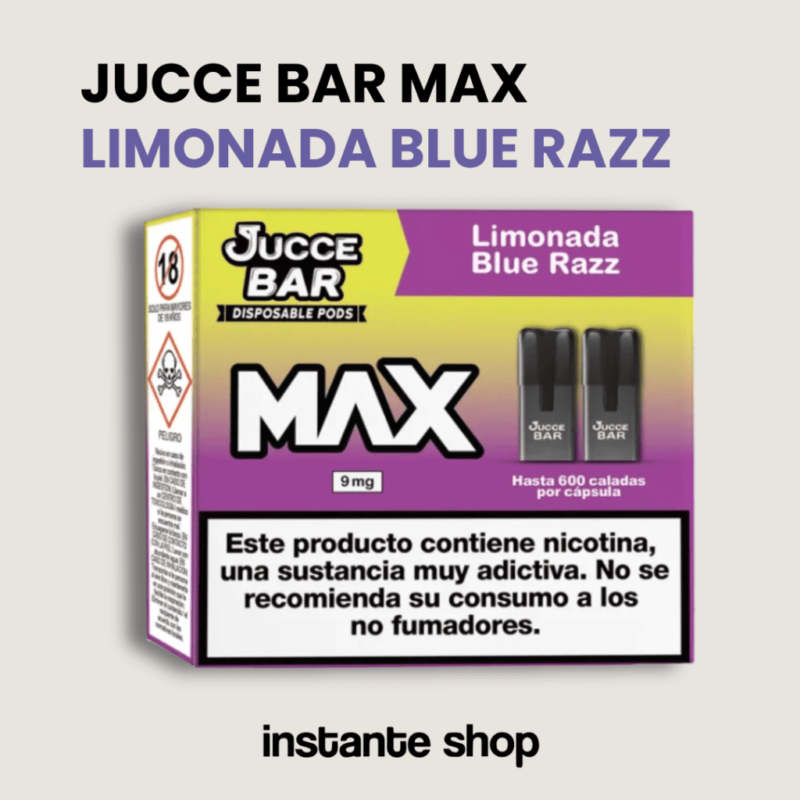 Jucce Bar Max Limonada Blue Razz (2), Limonada Blue Razz Max Jucce Bar, Capsula Desechable, Con Nicotina