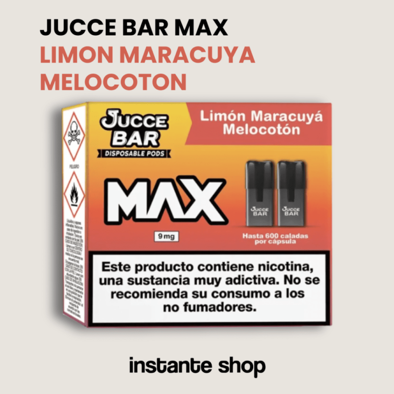 Jucce Bar Max Limon Maracuya Melocoton, Limon Maracuya Melocotón Max Jucce Bar, Capsula Desechable, Con Nicotina