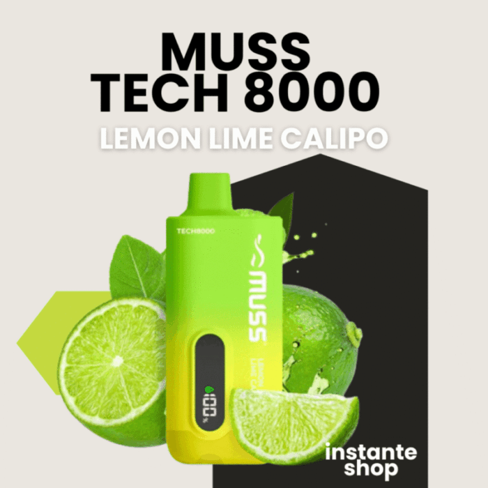 Lemon Lime Calipo Muss 8000, sin nicotina, Muss Tech 8000 Lemon Lime Calipo