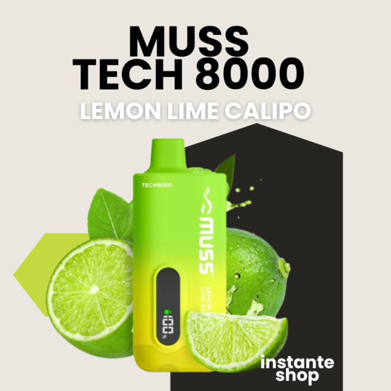 Lemon Lime Calipo Muss 8000, Sin Nicotina, Muss Tech 8000 Lemon Lime Calipo