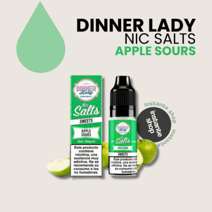 Apple Sours Nic Salt, Dinner Lady, Dinner Lady liquido DINNER LADY NIC SALTS Apple Sours