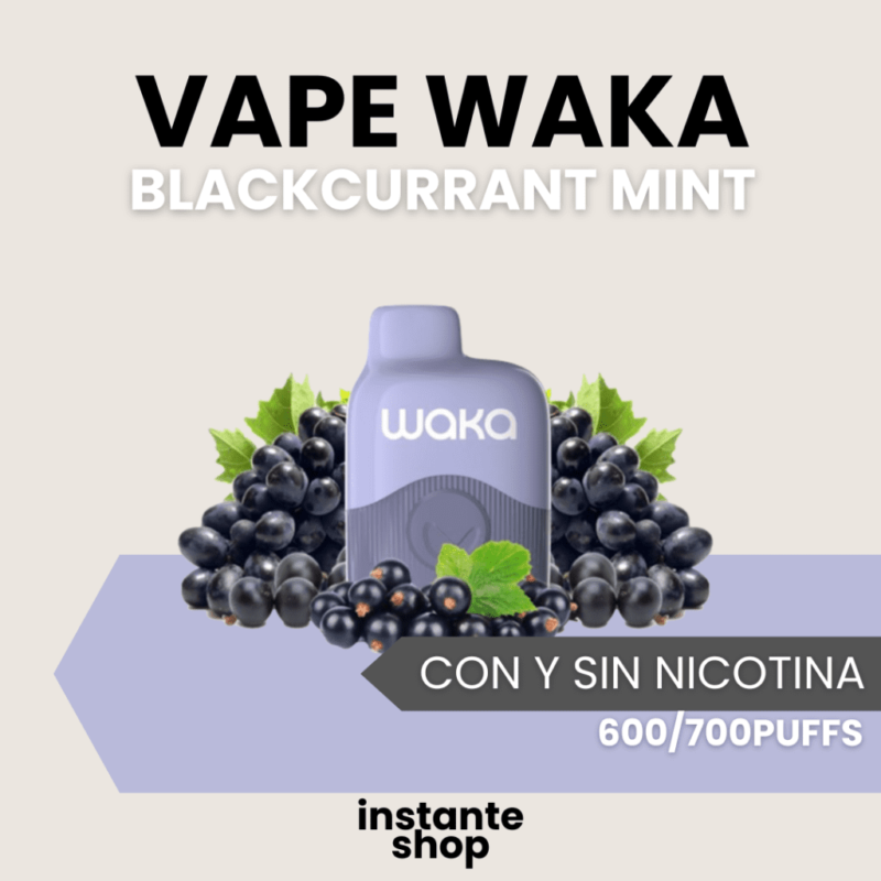 Waka Sopro Blackcurrant Mint, Con Y Sin Nicotina, Pod Desechable. Vape Waka Blackcurrant Mint