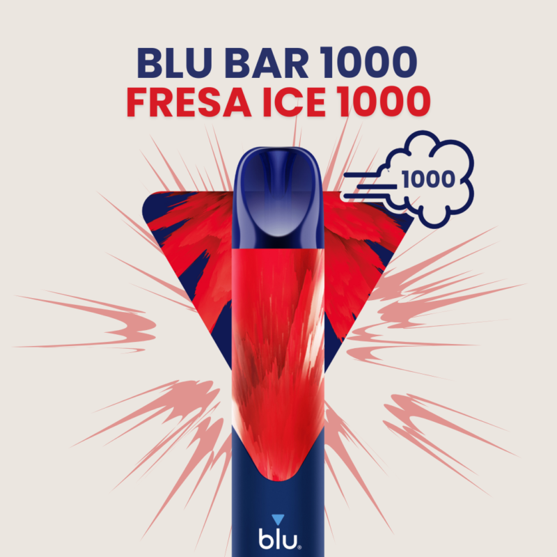 Blu Bar 1000 Fresa Ice, Bar Blu, Bar Blu 1000, Con Y Sin Nicotina