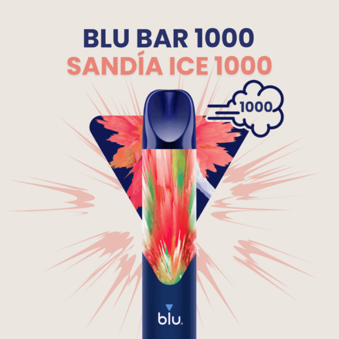 Blu bar 1000 Sandía Ice, Bar blu, Bar blu 1000, Con y sin nicotina