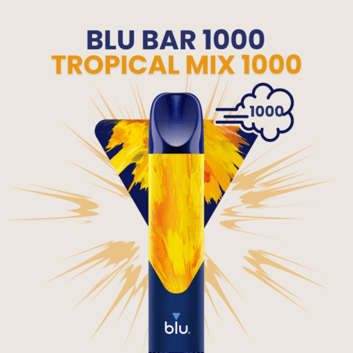 Blu bar 1000 Tropical Mix, Bar blu, Bar blu 1000, Con y sin nicotina