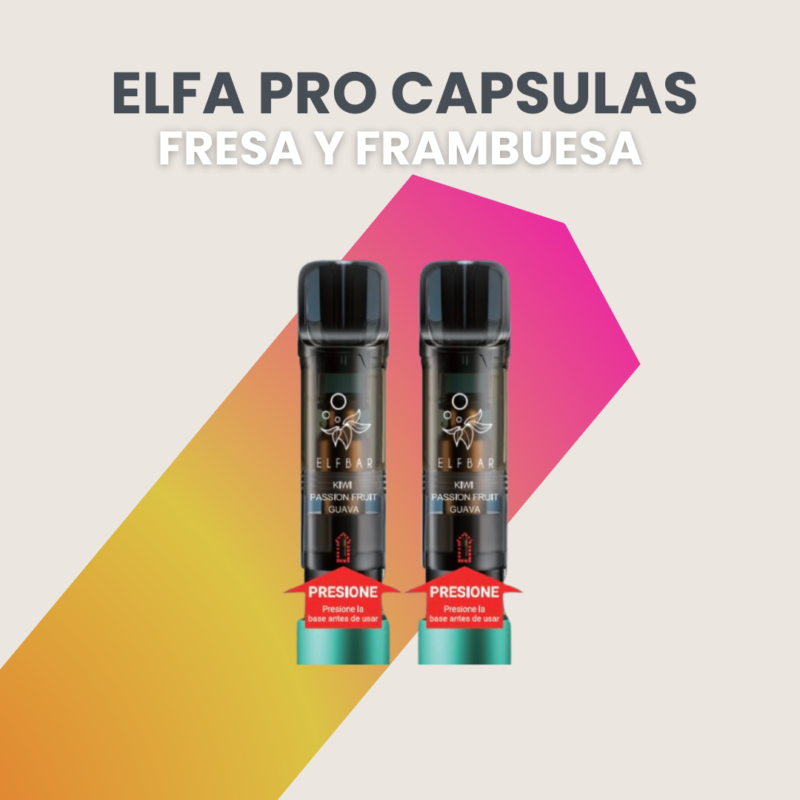 Cápsulas Elfa Pro Strawberry Raspberry, Cápsulas Elfa Pro Fresa Y Frambuesa - Cápsulas Desechables Con Sabor A Fresas Dulces Y Frambuesas Jugosas, Alta Producción De Vapor Y Diseño Antifugas.