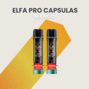 Capsula Elfa PRO Mango Cápsulas Elfa Pro Mango - Cápsulas desechables con sabor tropical de mango, alta producción de vapor y diseño antifugas.