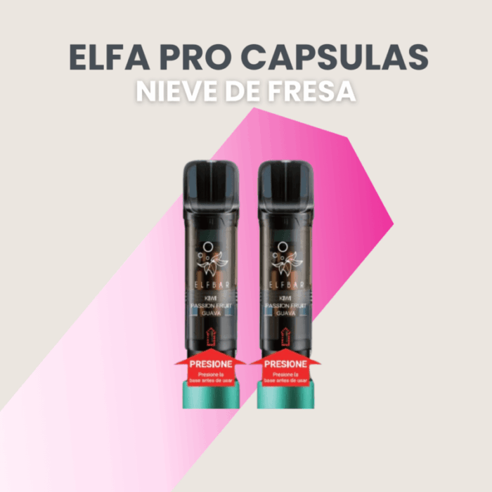 Capsulas Elfa pro Strawberry snoow, Capsula Elfa PRO Nieve de Fresa Cápsulas Elfa Pro Nieve de Fresa - Cápsulas desechables con sabor refrescante de granizado de fresa, alta producción de vapor y diseño antifugas.