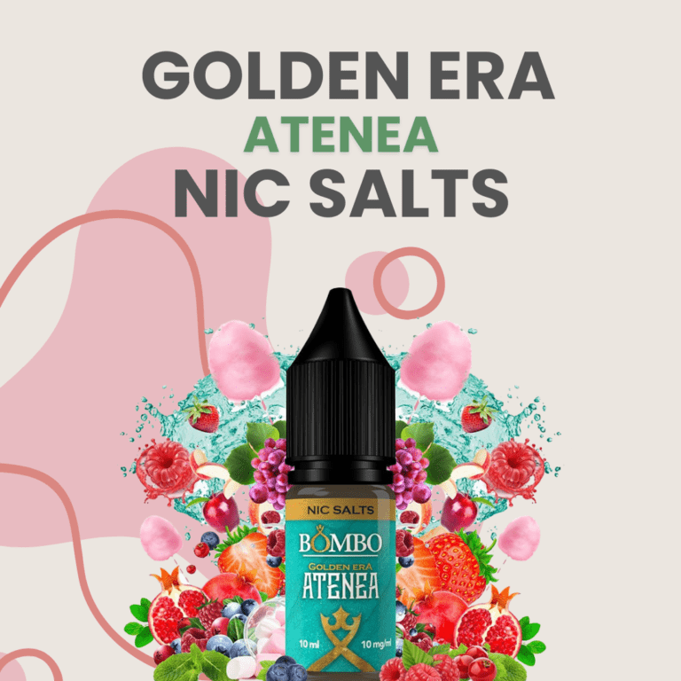 Sales de nicotina Atenea gonden era by bombo, Sales de nicotina Atenea, Bombo Golden Era, By Bombo E-liquids