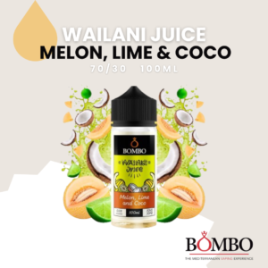 ¡Explota De Sabor Con Bombo Wailani Juice! Experimenta La Dulce Explosión Del Melón, La Frescura De La Lima Y La Cremosidad Del Coco En Cada Bocanada. ¡Haz Que Tu Vapeo Sea Una Aventura Tropical Con Bombo Eliquids!