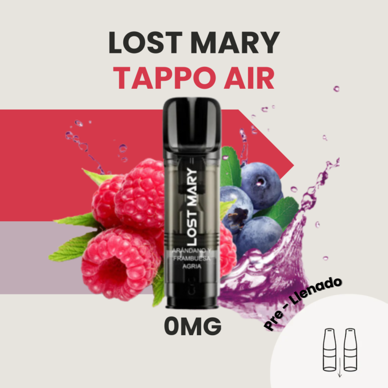 Cápsulas Lost Mary Tappo Air - Blueberry Sour Raspberry 0Mg