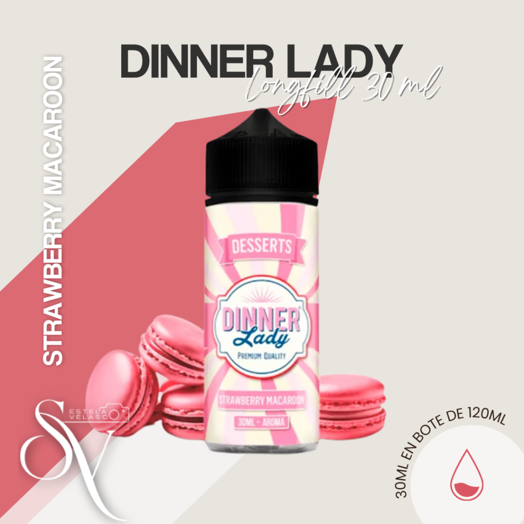 Longfills Dinner Lady Strawberry Macaroon 30Ml