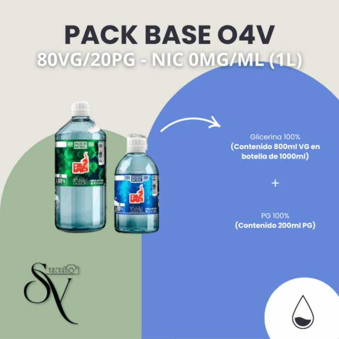 Pack Base - 80VG/20PG - Nic 0mg (1Litro) O4V
