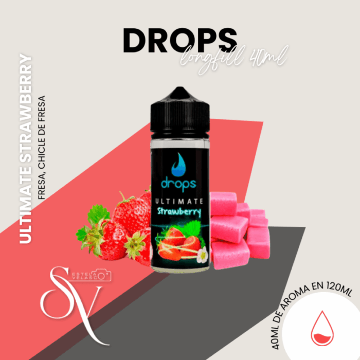 Aroma Ultimate strawberry Drops 40ml Longfill